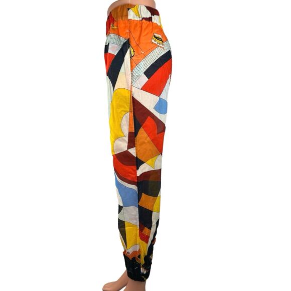 TORY BURCH Multicolor Geometric Print Tapered Leg Pull-On Casual Beach Pant XS - Picture 2 of 6